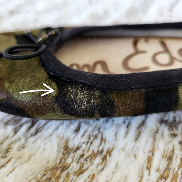 Sam Edelman "Felicia" Calf Hair Green Camo Ballet Flats | Women's Size 7.5 - Picture 11 of 12